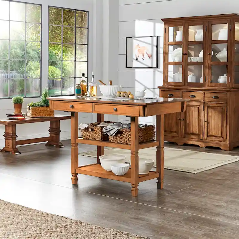 Elena 2-tone Antique Kitchen Island Buffet by iNSPIRE Q Classic