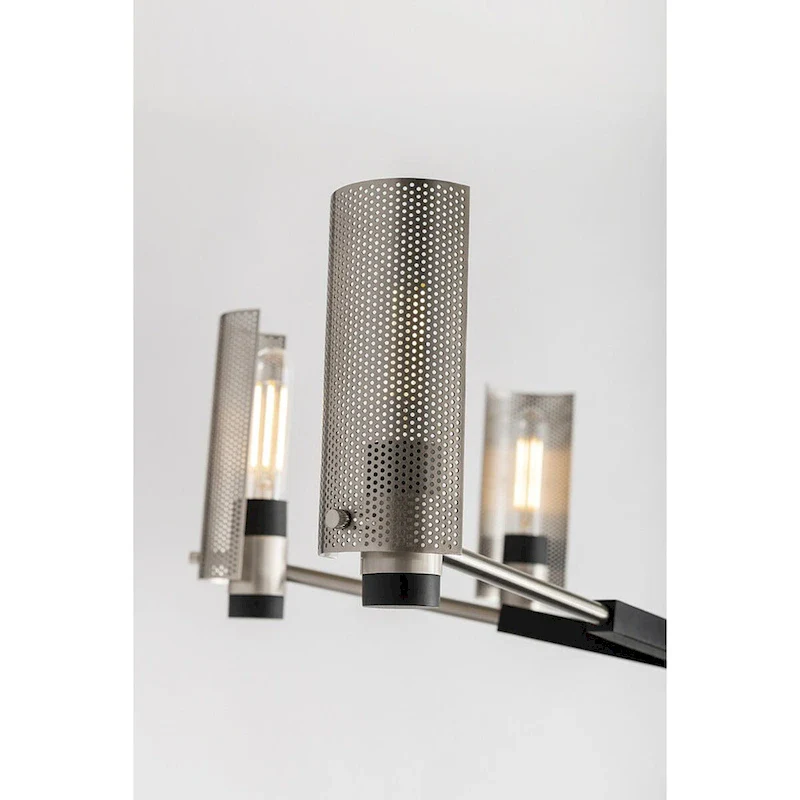 Pilsen 6-light Carbide Black with Satin Nickel Accents Pendant