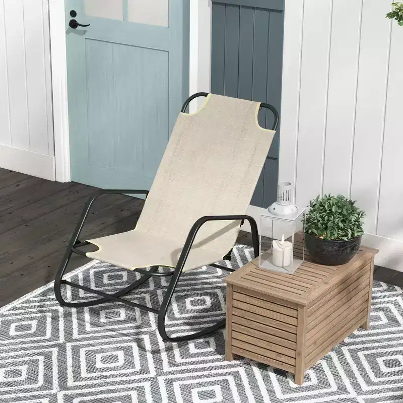 Outsunny Garden Rocking Chair, Outdoor Indoor Sling Fabric Rocker for Patio, Balcony, Porch