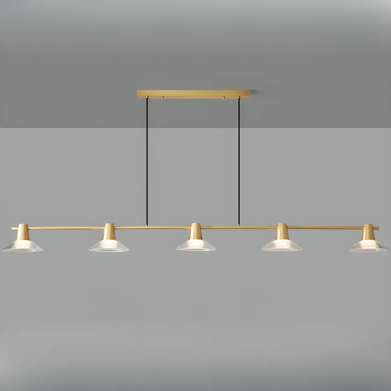 Modern Black Cone Glass 3-Light Island Light