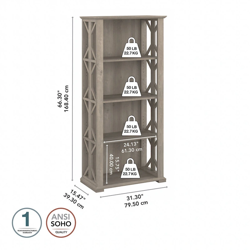 Homestead 4 Shelf Farmhouse Bookcase by Bush Furniture