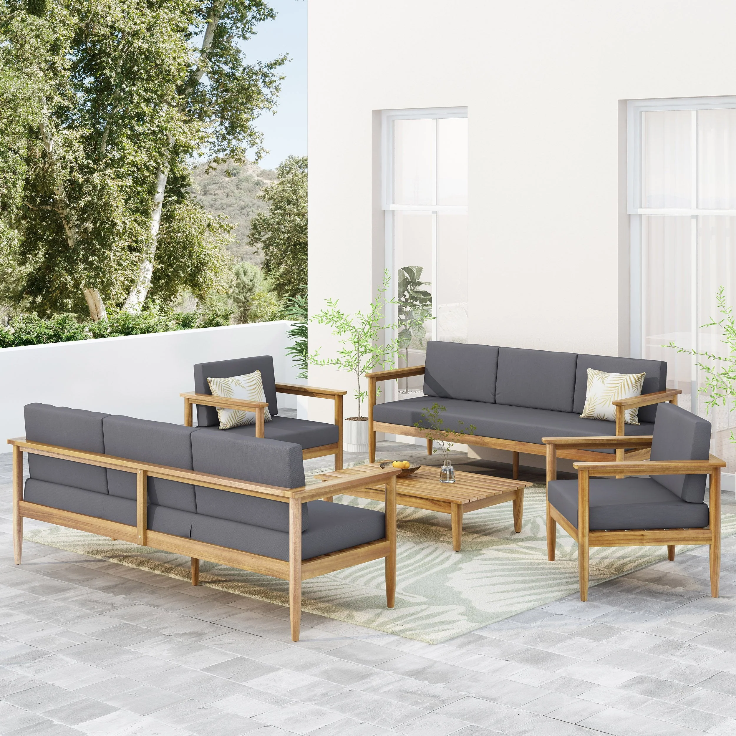Outdoor Acacia Wood 8 Seater Chat Set - NH326313