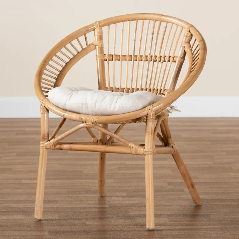 Adrina Modern Bohemian Natural Brown Rattan Dining Chair