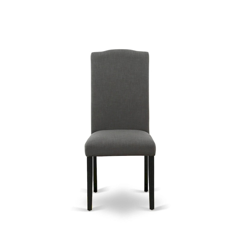 East West Furniture Dining Set-a Dining Table & Black Parson Chairs, Wire brushed Black.(Upholstered & Pieces Options)