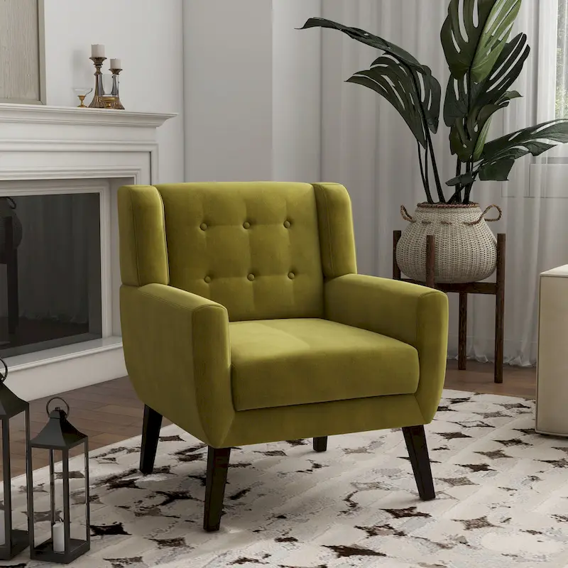Velvet Accent Chair Living Room Upholstered Armchair