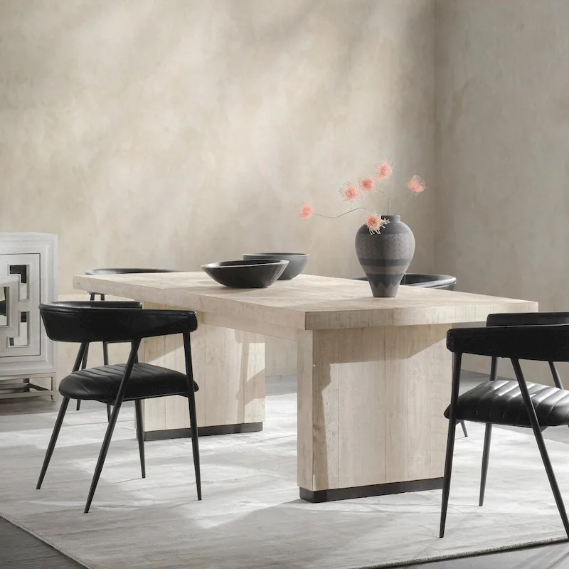 White / Black Reclaimed Pine Dining Table – Modern Style, Seats 8