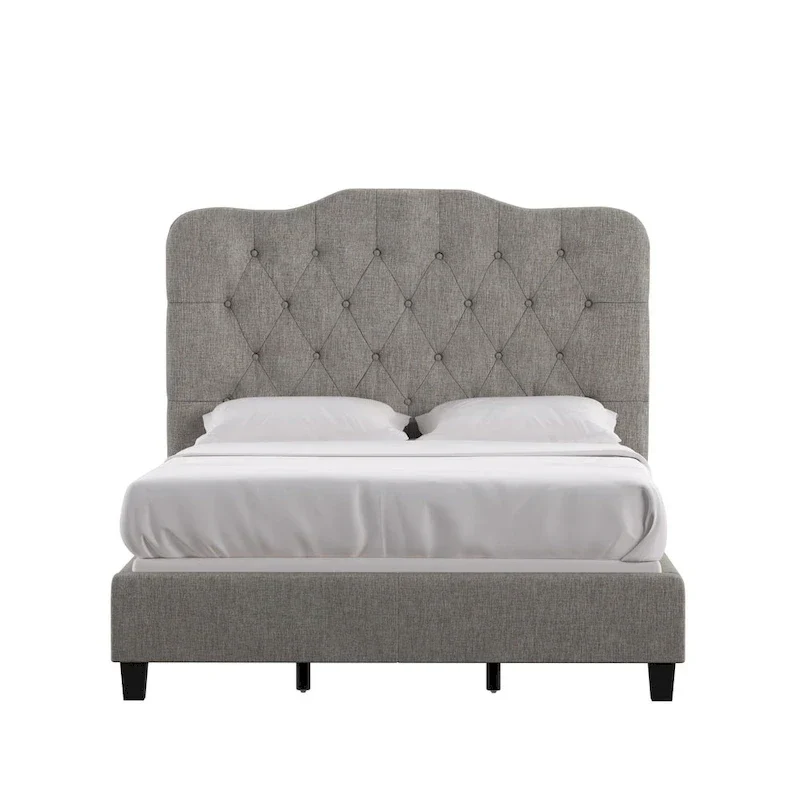 Upholstered Bed with Adjustable Headboard