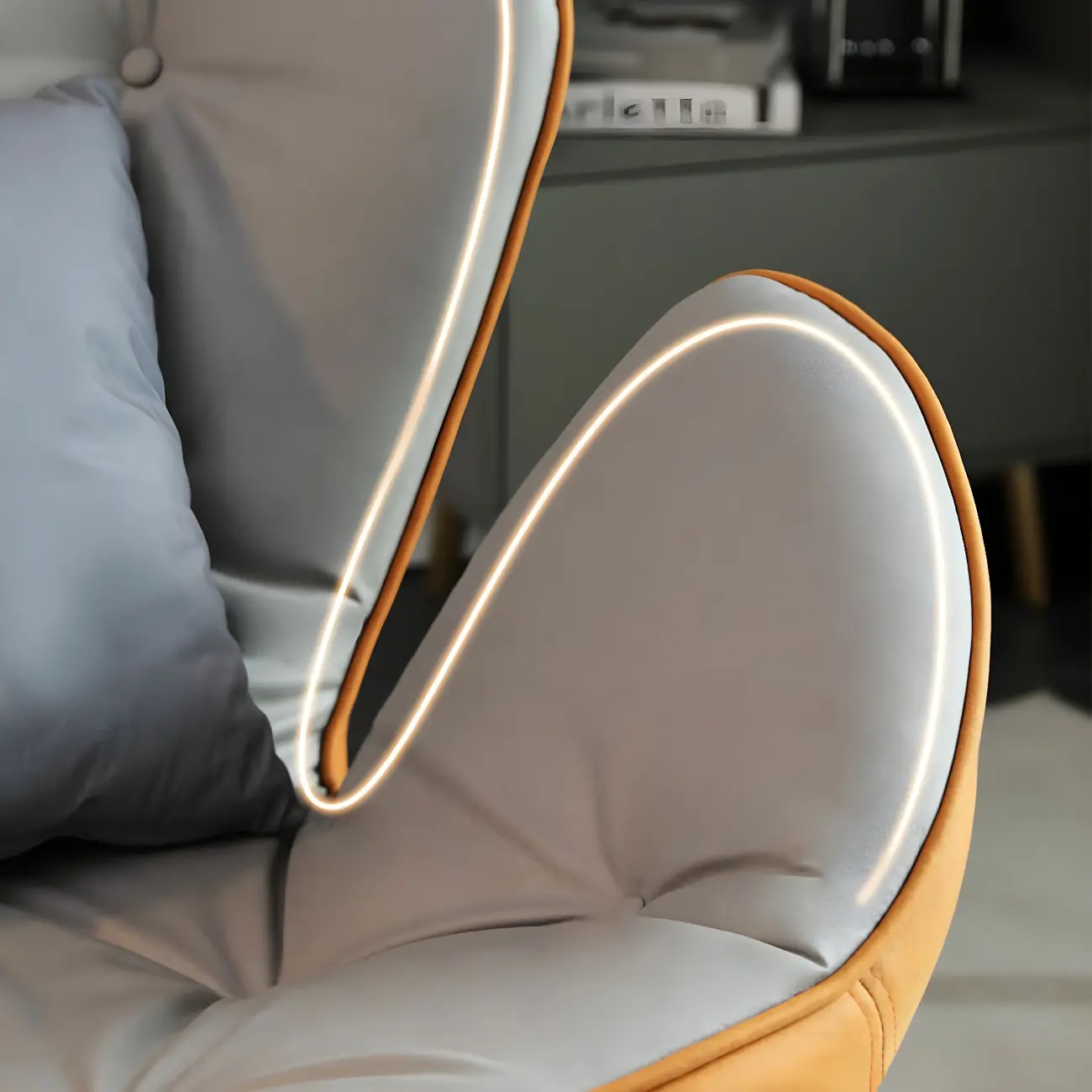 Living Room Upholstered Rocking Chair with Cushion