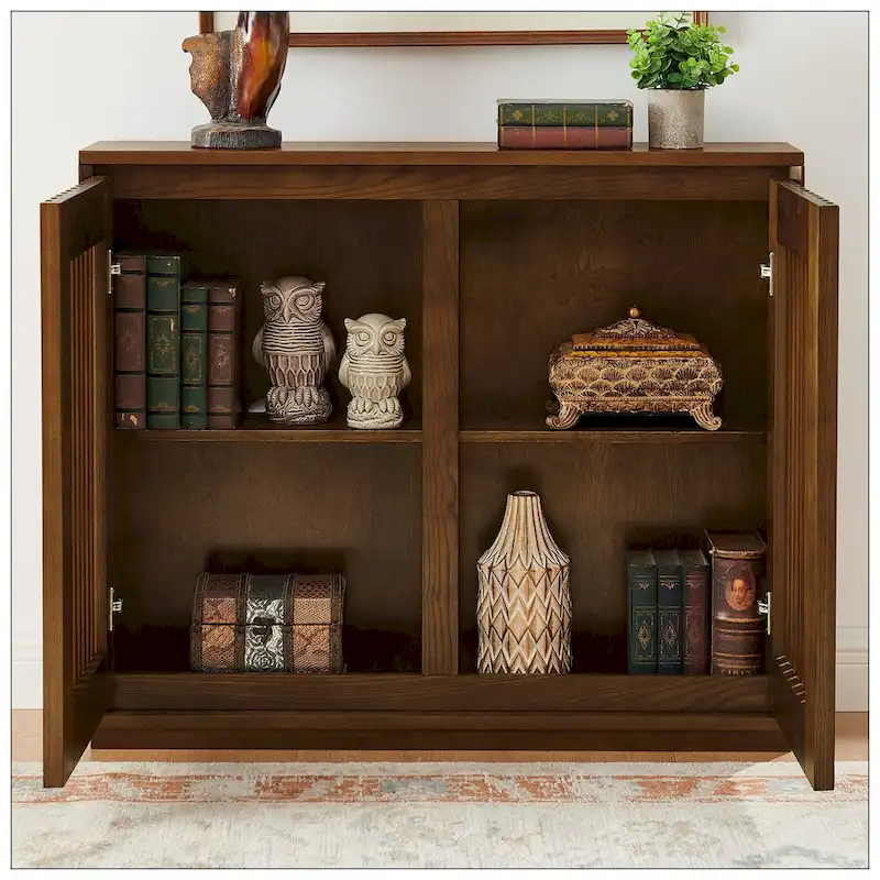 Mid Century Modern Fluted Hollowed Out Sideboard Cabinet