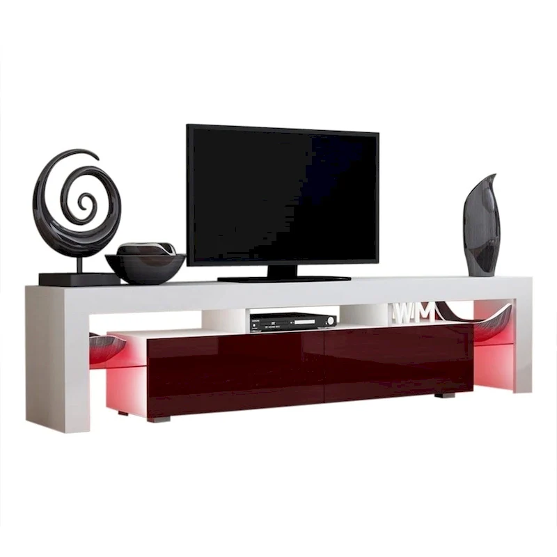 White 79-Inch TV Stand with LED Lights