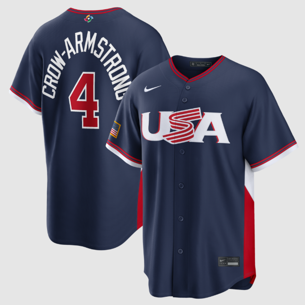 USA Baseball Pete Crow-Armstrong Navy 2026 World Baseball Classic Road Stadium Jersey