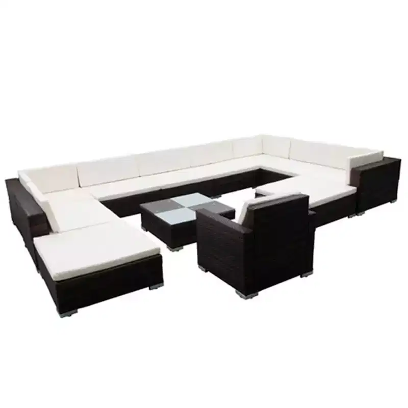 vidaXL Patio Furniture Set Set of 12 Brown Powder-coated steel Large