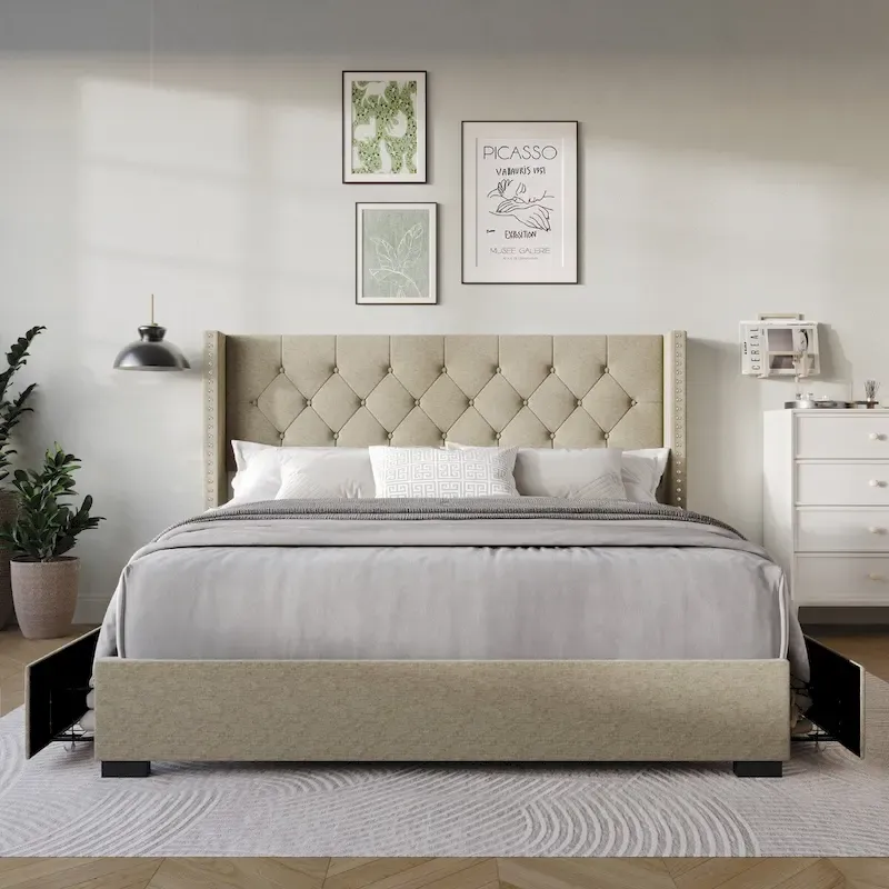 Greeley Full Tufted Upholstered Storage Platform Bed