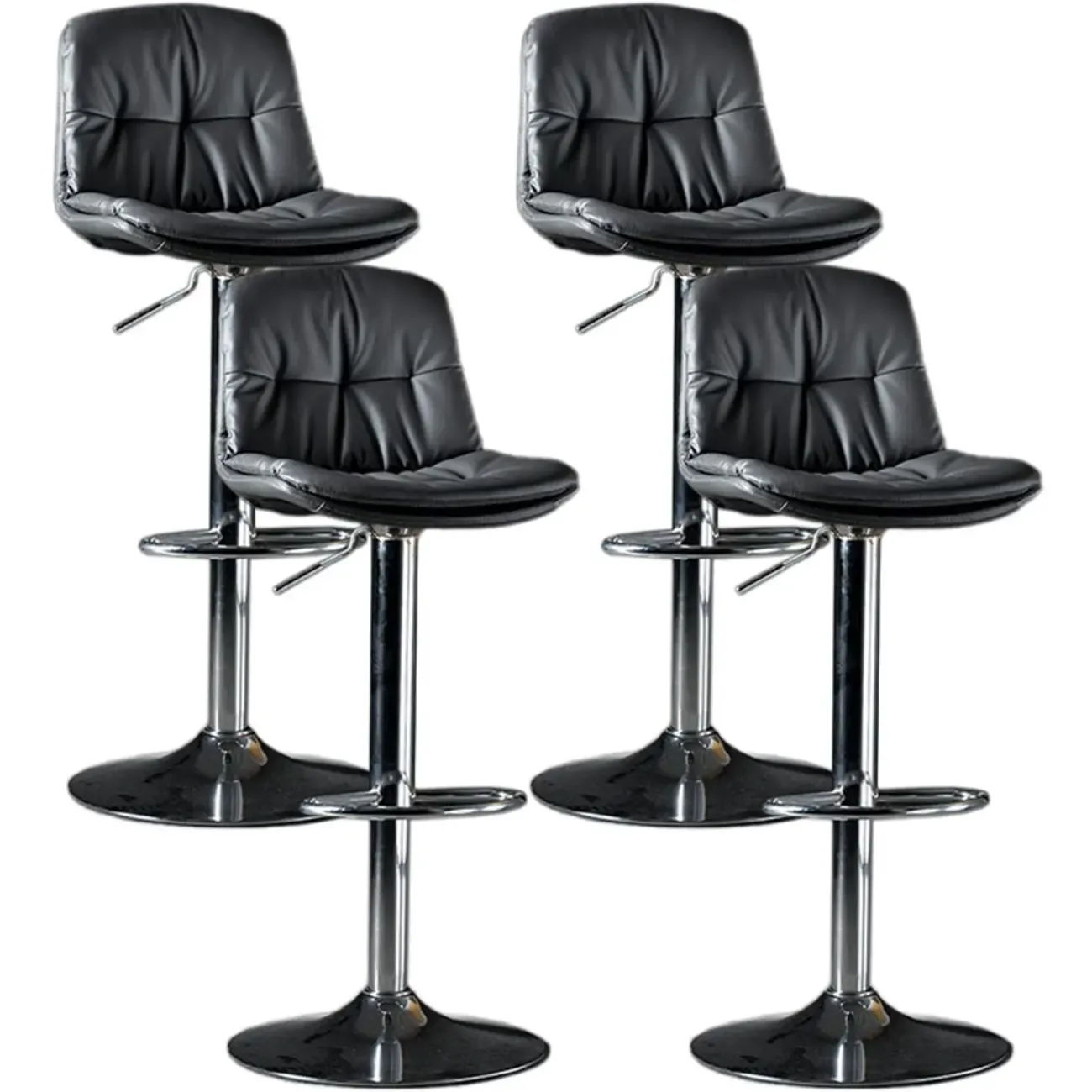 Adjustable Leather Low Back Swivel Bar Stool