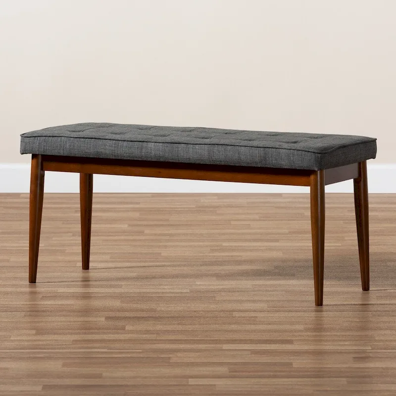 Mid-Century Modern Fabric Upholstered Dining Bench
