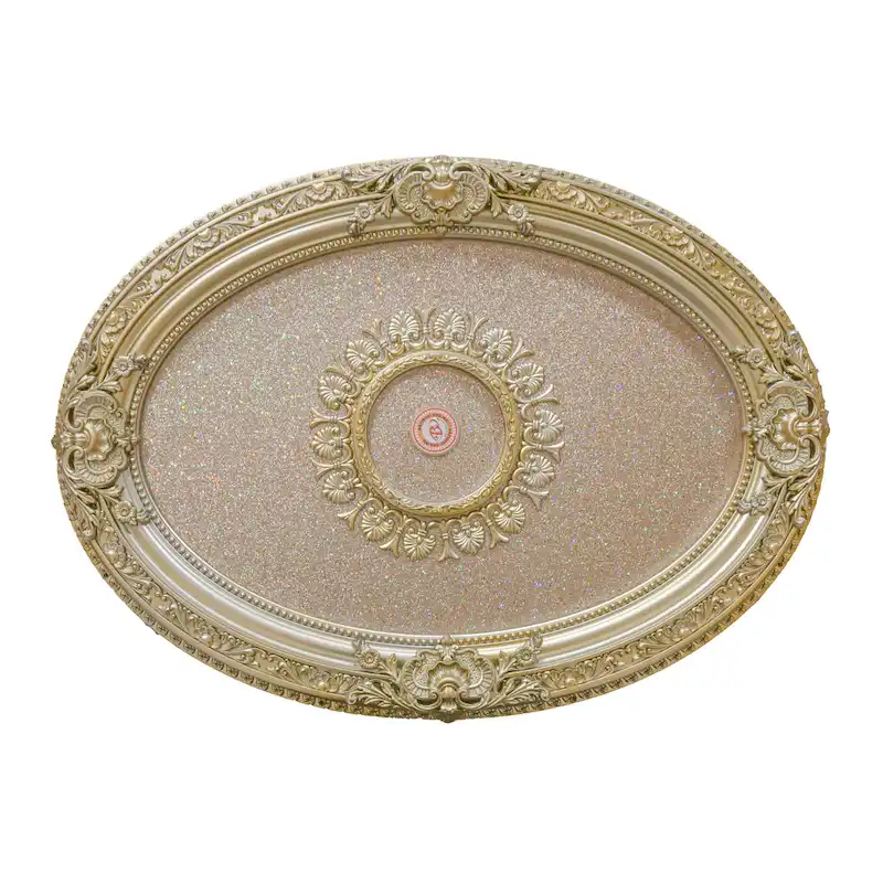 Golden Rocaille Oval Chandelier Ceiling Medallion