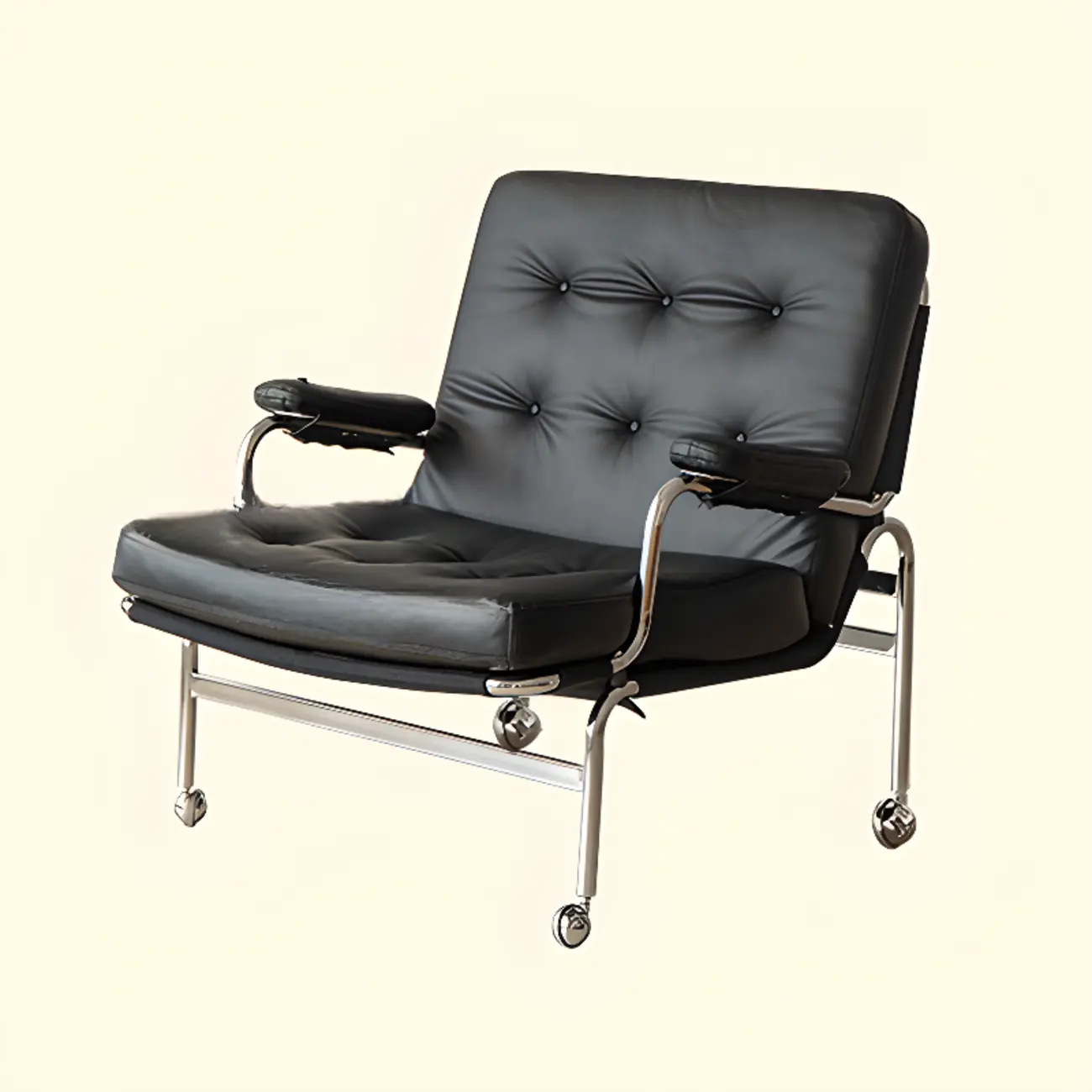 Mid Century Modern Leather Accent Chair with Casters