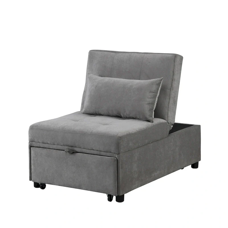 Light Gray / Blue / Dark Gray / Green Convertible Futon Chair, Single (1-Person)