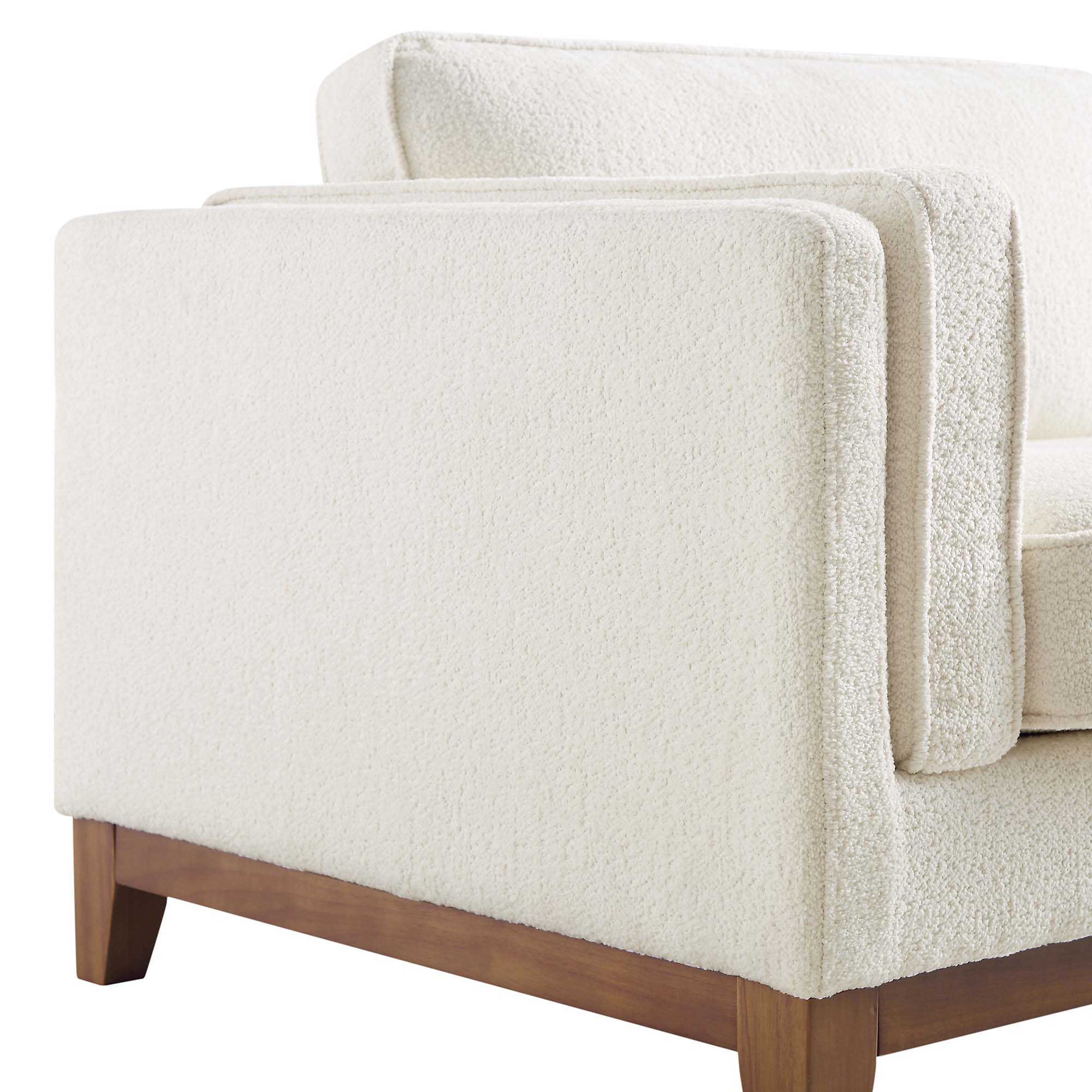 Beige Boucle Fabric Sofa, 3-Seater