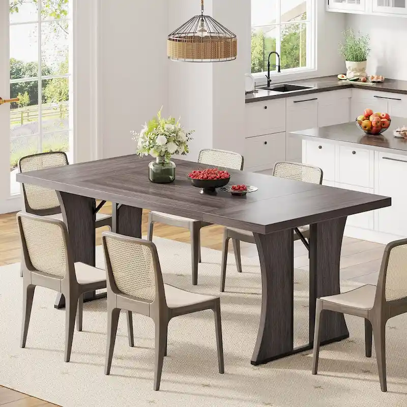 70.9 inch Large Dining Table for 6-8, Farmhouse Kitchen Table for Dining Room