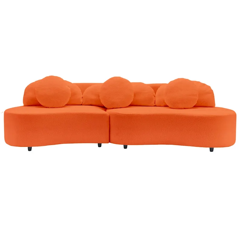 103.5 Lamb Velvet Armless Sofa with 6 Pillows and Floating Design