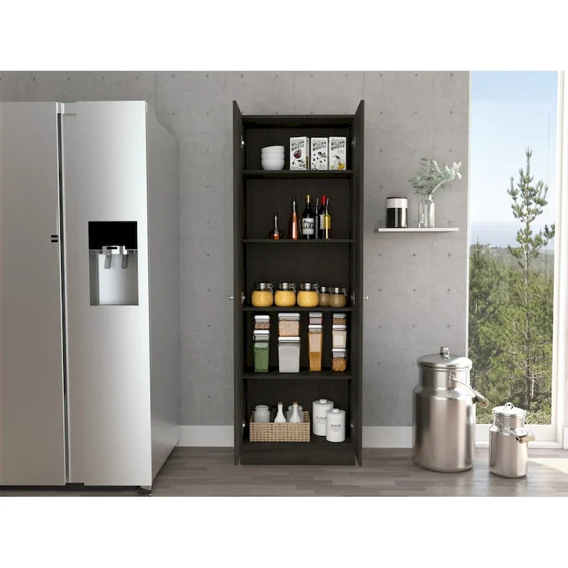 White / Black / Oak Freestanding Storage Cabinet with 10 Shelves