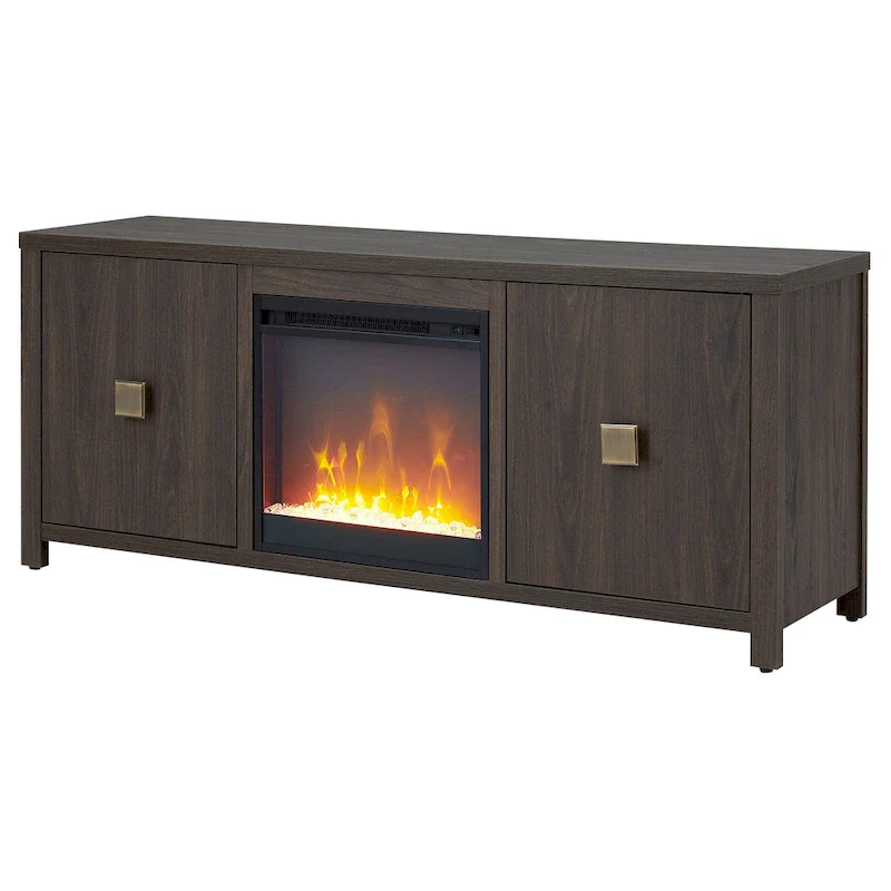 TV Stand with Electric Fireplace - Gray/Black/Brown, 58