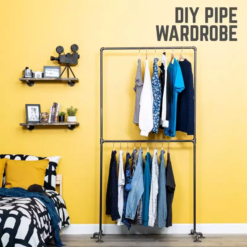 Freestanding Double Clothing Rack by Pipe Decor