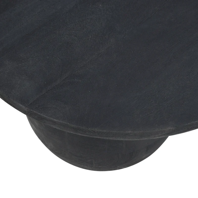 38 Inch Coffee Table, Oblong Mango Wood Top with a Modern Ball Leg