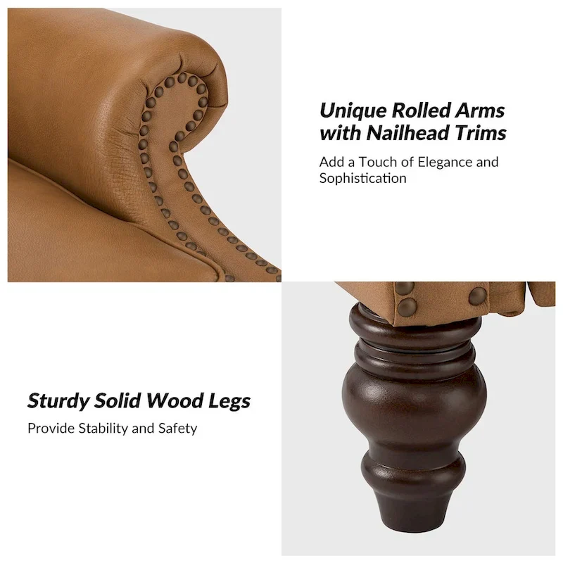 Noemon Modern Genuine Leather Recliner with Nailhead Trims Set of 2 by HULALA HOME