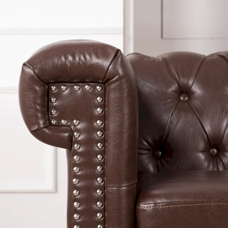 L-Shaped Sectional Sofa with PU Leather Upholstery