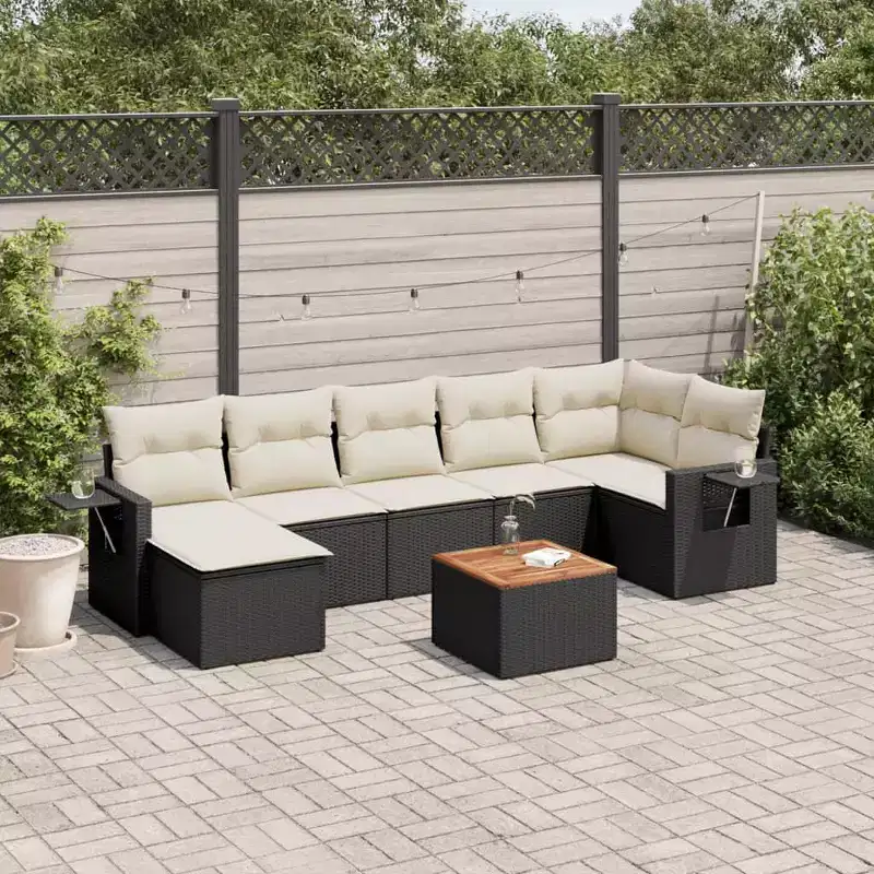 vidaXL Garden Sofa Set Black PE rattan Medium Modular Garden Sofa Set