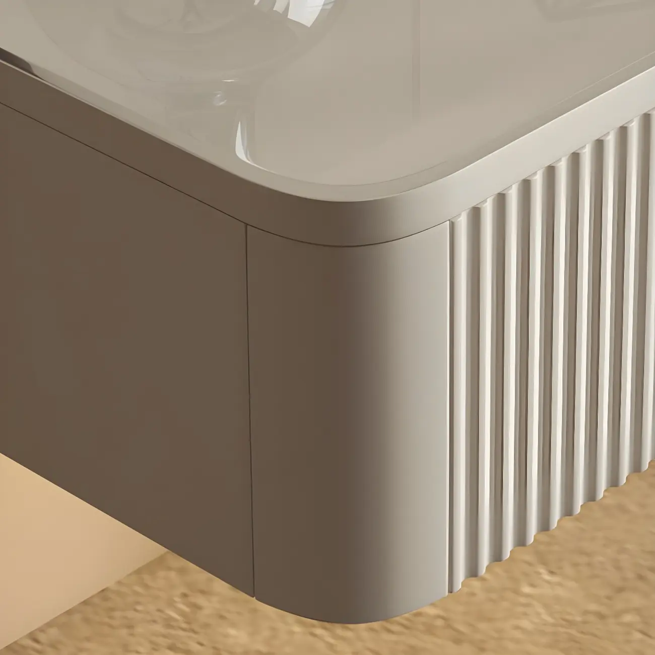 Modern Grey Wood Floating Nightstand with Glass Top