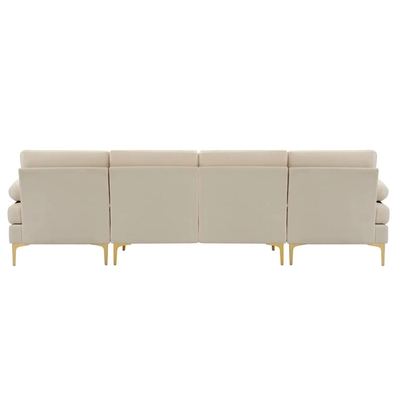 U-shaped Soft-Covered Armrest Backrest Seat Sectional Sofa Beige