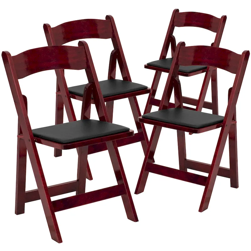 Vinyl-padded Wood Folding Chair (Set of 4)