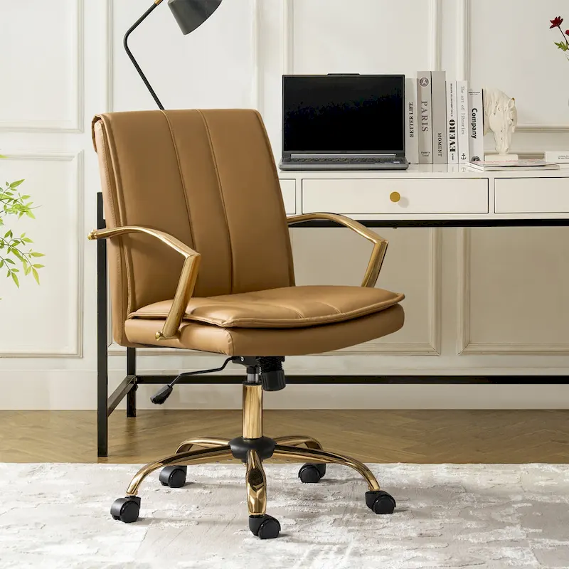 Ignacio Modern Leather Rocking Office Chair with Metal Base by HULALA HOME