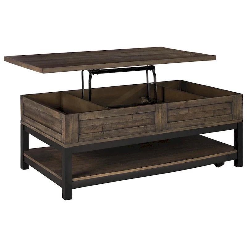Johurst Grayish Brown Casual Rectangular Lift Top Cocktail Table