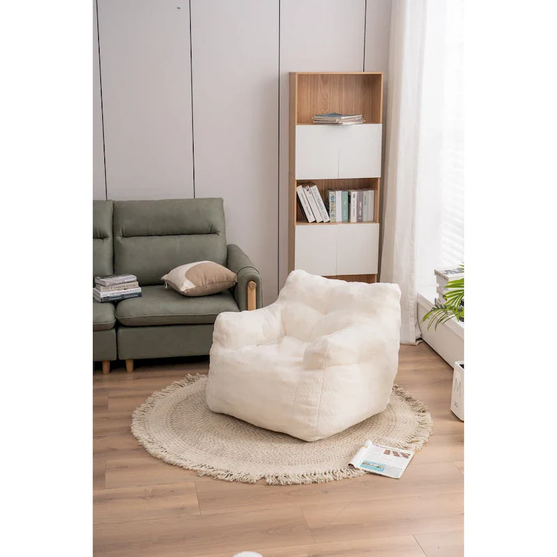 Soft Tufted foam bean bag chair with Teddy fabric