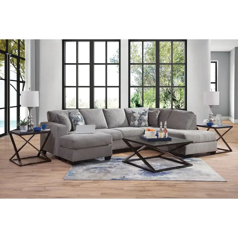 American Furniture Classics Graphite Model A414V6-K2 U Shaped Sectional with 4 Throw Pillows