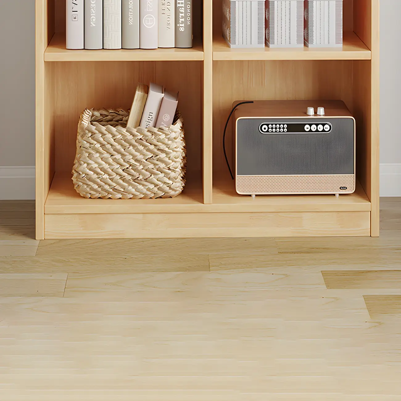 Modern Wooden Closed Back Bookcase with Shelves