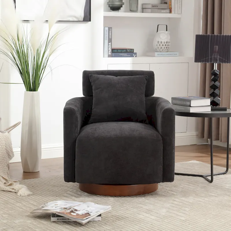 360 Degree Accent Swivel Chair,Chenille Upholstered Arm Chair