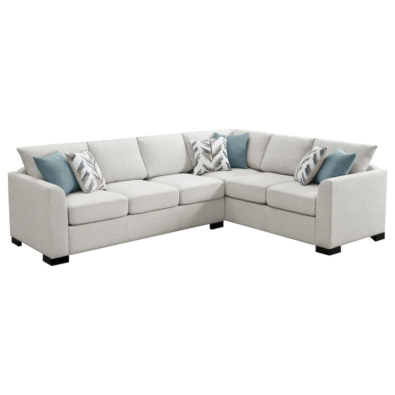 Ashlee Sleeper Sectional Sofa, Greige Chenille, 6 Pillows, 111 Inch