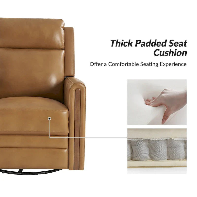 Jaime Modern Genuine Leather Rocking Swivel Power Recliner with Adjustable Headrest and Footrest by HULALA HOME