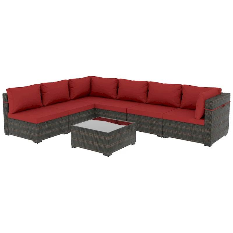 UPHA Cushioned 7-piece Conversation Sectional Patio Group Furniture