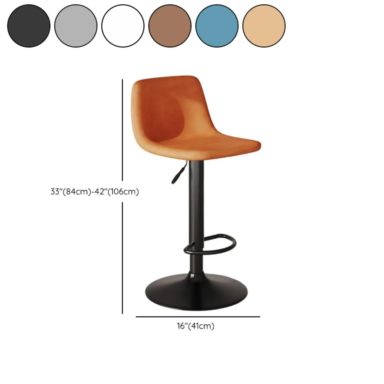 Modern Leather Swivel Bar Stool Adjustable Height