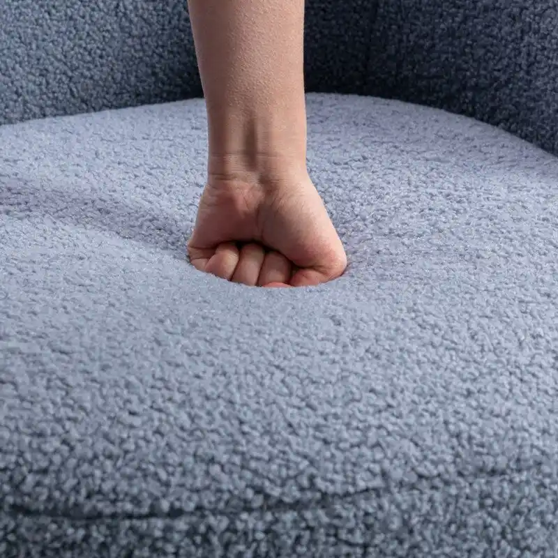 Teddy Fabric Swivel Accent Barrel Chair With Powder Coating Metal Ring