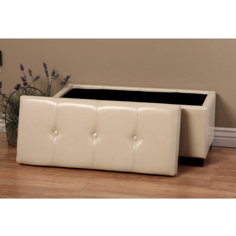 Warehouse of Tiffany Ariel Ivory Wood Storage Bench