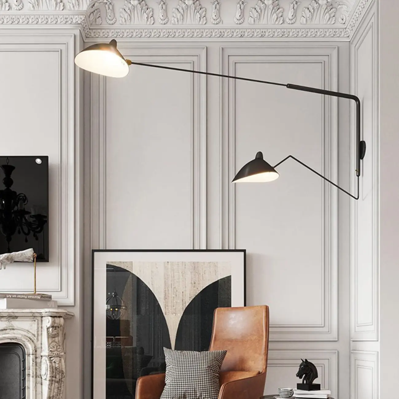 2-Light and 1-Light Metal Black Swing Arm Wall Light