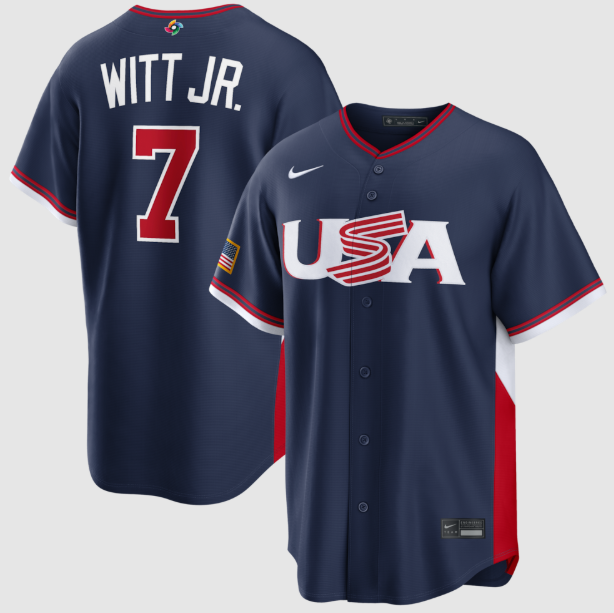 USA Baseball Bobby Witt Jr. Navy 2026 World Baseball Classic Road Stadium Jersey