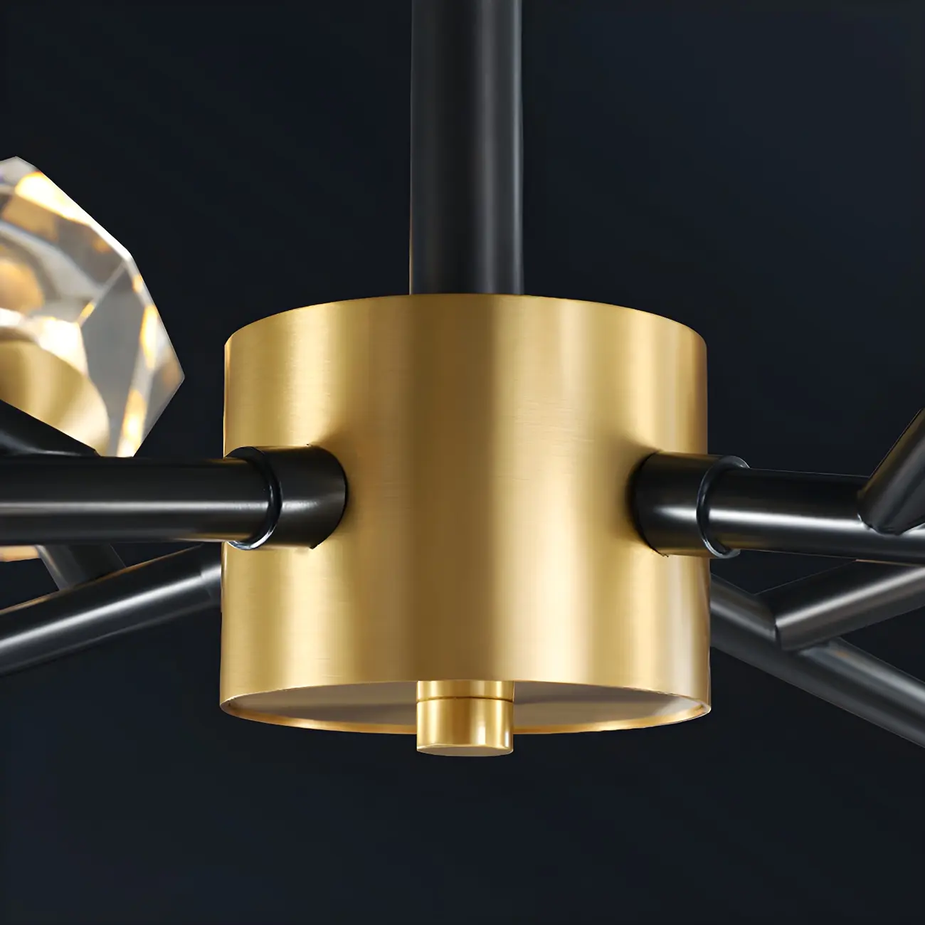 Modern Crystal Brass Sputnik Chandeliers in Black-Gold